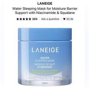 LANEIGE Blue Water Sleeping Mask with Niacinamide